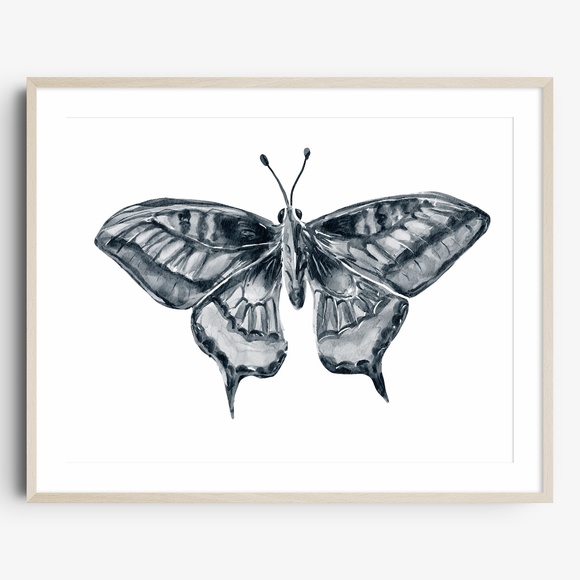 Other - COPY - Watercolor Butterfly Black and White Wall Art Illustration Print Poster …